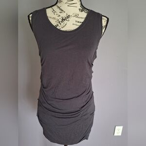 CAbi Gray Ruched Tank Mini Dress